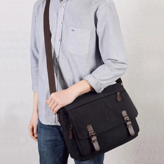 Men’s Canvas Messenger Bag – Vintage Business & Casual Travel Shoulder Bag, Laptop Crossbody Bag for Men